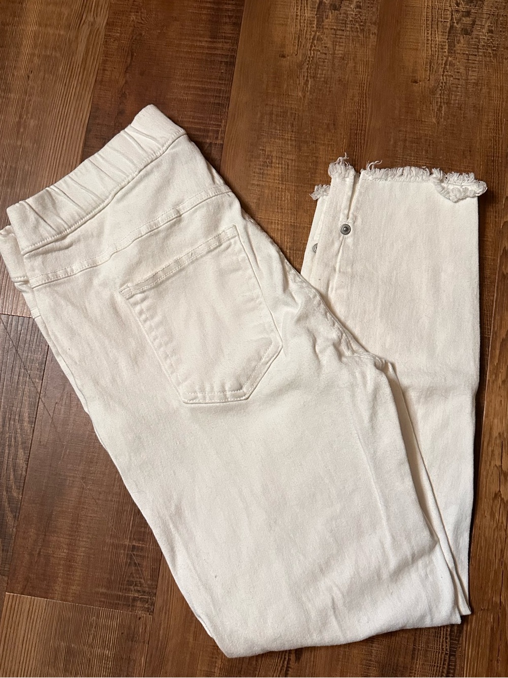 Vera Wang White Frayed Hem Women's Jeans,elastic waist small